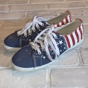 Superga American flag lace up low cut sneakers